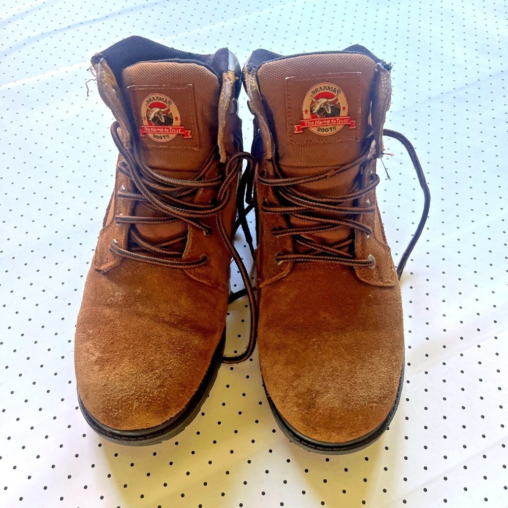 Brahma Waterproof Bravo Work Boots Mens 10W Brown Suede Leather Lace Up